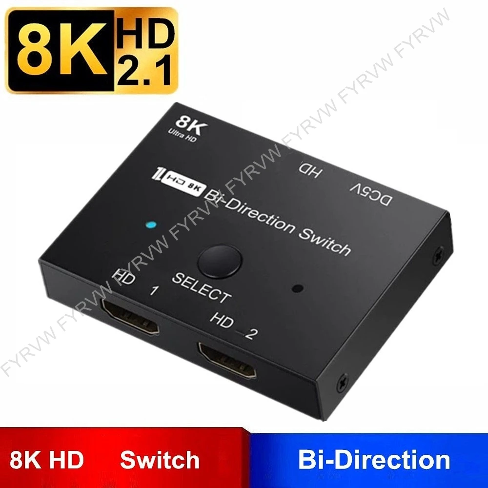 Switch Compatível com Hdmi 8k 4k 60hz 120hz em Out hd 2.1 Bi-direction Conversor para Ps5 Adaptador Divisor Switcher