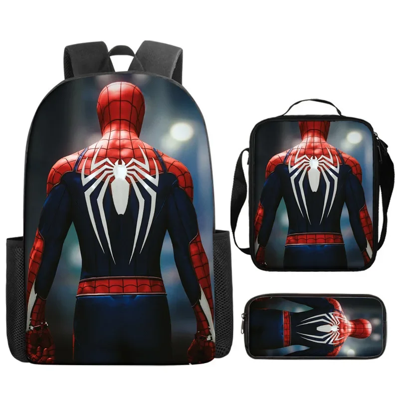 thumbnail image 1 of Juego de 3 mochilas para estudiantes de Disney Spider Man, estuche para lápices, bolsa para el almuerzo, arnés con cojín de aire resistente al desgaste para niños, mochila escolar impermeable, 1 of 5