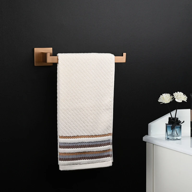 Brushed Rose Gold Stainless Steel Bathroom Hardware Towel Rack Towel Bar Ring Robe Hook Toilet Paper Holder fix with screw