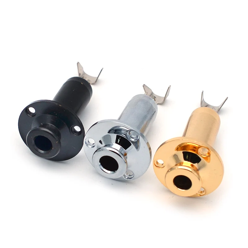 10/20pcs Brass Acoustic Electric Guitar End Pin EQ Output Input Jack Guitar Plug Socket 6.35 Parts Black Silver Gold