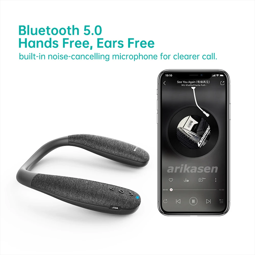 Neckband Bluetooth Speakers 12H music Wireless Wearable Speaker True 3D Stereo Sound Portable Personal Speakers with microphone mini bluetooth speaker,portable speaker,bluetooth speaker,neckband speaker,audio speaker