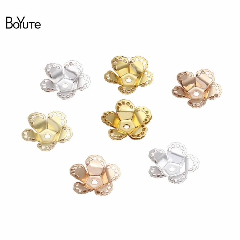 

BoYuTe (100 Pieces/Lot) 16MM Metal Brass Stamping Flower Bead Caps Diy Hand Made Jewelry Accessories Parts