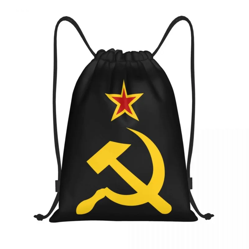 

Russian Soviet Flag Drawstring Backpack Bags Lightweight CCCP USSR Hammer And Sickle Gym Sports Sackpack Sacks for Shopping