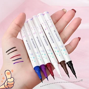 Penna per eyeliner liquido a 6 colori Matita per baco da seta sdraiata resistente all'acqua Matita per ombretto per trucco occhi molto fine marrone viola blu bianco Cosmetico