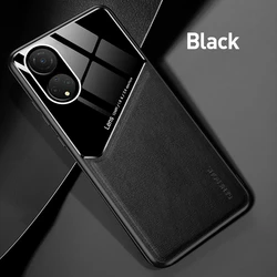 Premium Silicone PU Leather Magnetic Car Mount Phone Case for Poco F4 (Black)