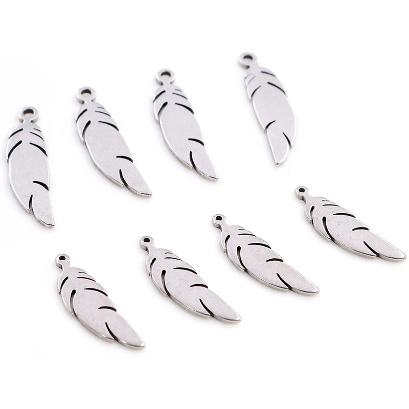 Stainless Steel Charms Jewelry Charms Star Charms Alloy Heart Charms Metal Charm 30pcs/lot No Fade 316 Stainless Steel Feather Leaf Moon Star Heart For Necklace Pendant DIY Jewelry Making