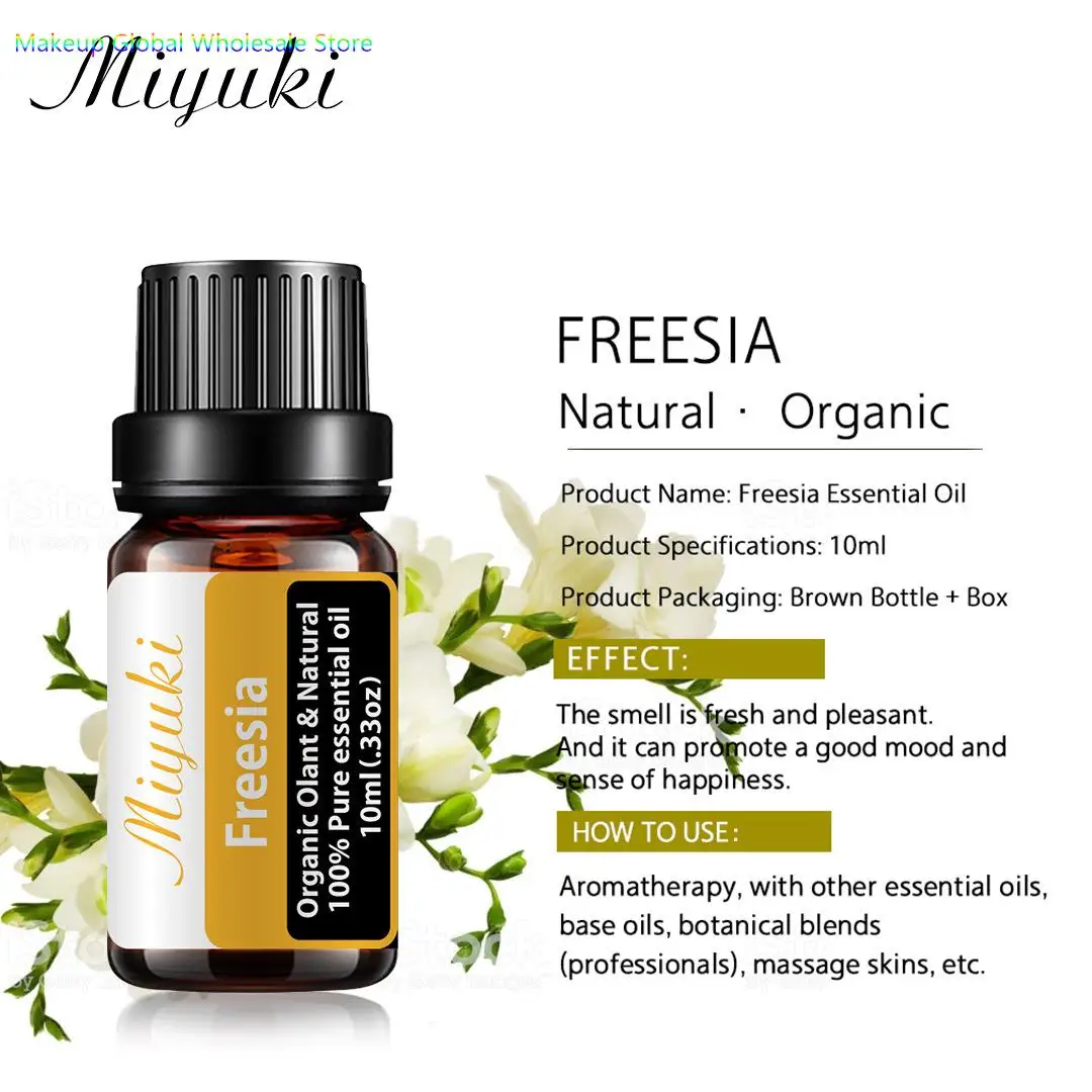 3Pcs*10ml Freesia Aroma Oil Organic Olant Natural Pure Essential Oils Esenciales Aroma Sleep Aid Humidifier Aromatherapy