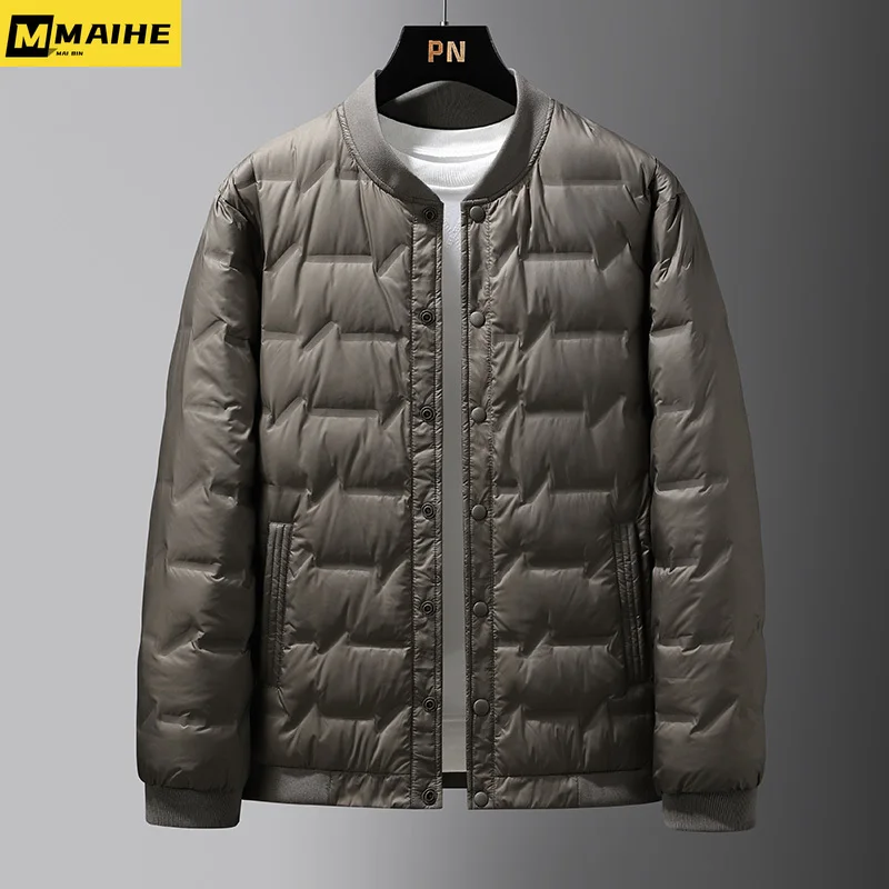 

Light down jacket Men's Short Winter Fashion 90% windproof warm white duck down coat Maillard style brown women's ski down parka