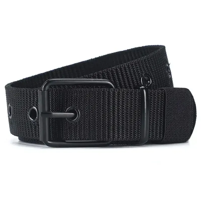 Belt Men's Porous Canvas Pin Buckle Leather Belt Outdoor Sports Women's Trendy Eyelet With Jeans For Men Women canvas belt,canvas belts,leather belt,mens belt,jeans belts,pin buckle belt