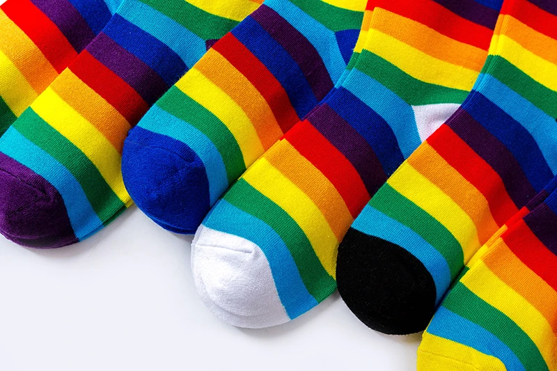 6/7 Pairs Klassische Frauen Socken Regenbogen Socken Gestreiften Elastizität Weibliche Baumwolle Socken Retro Atmungsaktive Casual Harajuku Crew Socken – Detail 9