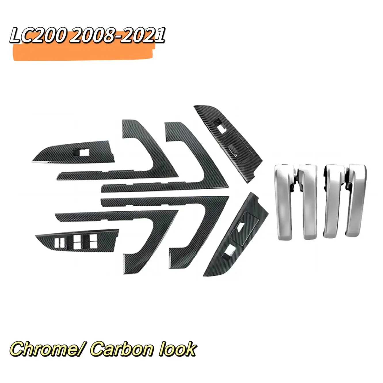 

MRD Fit for Toyota Land Cruiser LC200 2008-2021 Chrome Carbon Look Automotive Interior Decoration Parts