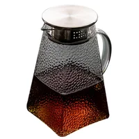 Japanese Style Hammer Glass Water Jug Pitcher with Filter and Cap Teapot Kettle Coffee Cups Set for Gongfu Tea Heated 1500ml 6