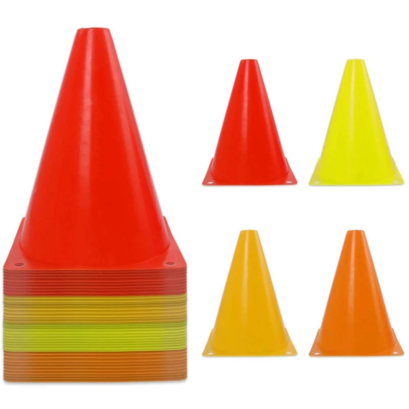 

40 Pack 7 Inch Plastic Traffic Cones Sports Training Agility Marker Cones for Kids Games Indoor and Outdoor Sport