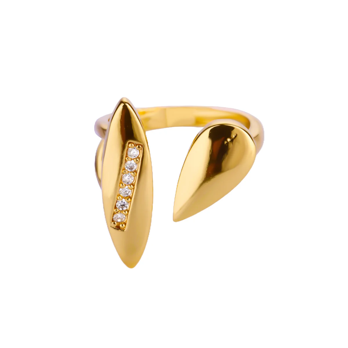 Zircon WaterDrop Rings Geometric 18K Gold-Plated Stainless Steel