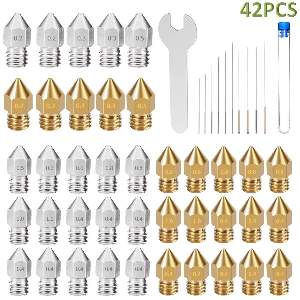 

Комплект сопл экструдера RAMPS MK8, 0,2/0,3/0,5/0,6/0,8/1,0 мм, Hotend печатающая головка для Makerbot Creality CR10 Ender 3, запчасти для 3D-принтера