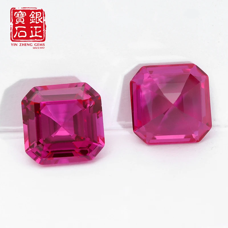 YinZheng Flame Melted Pink Sapphire Asscher Cut for Jewelry Making Cultivate Pink Sapphire loose gemstones