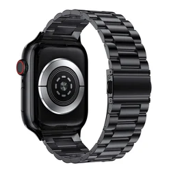 Sleek Stainless Steel Metal Strap for 42mm or 44mm (Black)