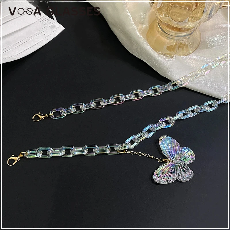 

Elegant Butterfly Acrylic Glasses Chain Sunglasses Straps Lanyards Women Neck Chains Holder Fashion Chain Anti-lost Lanyard