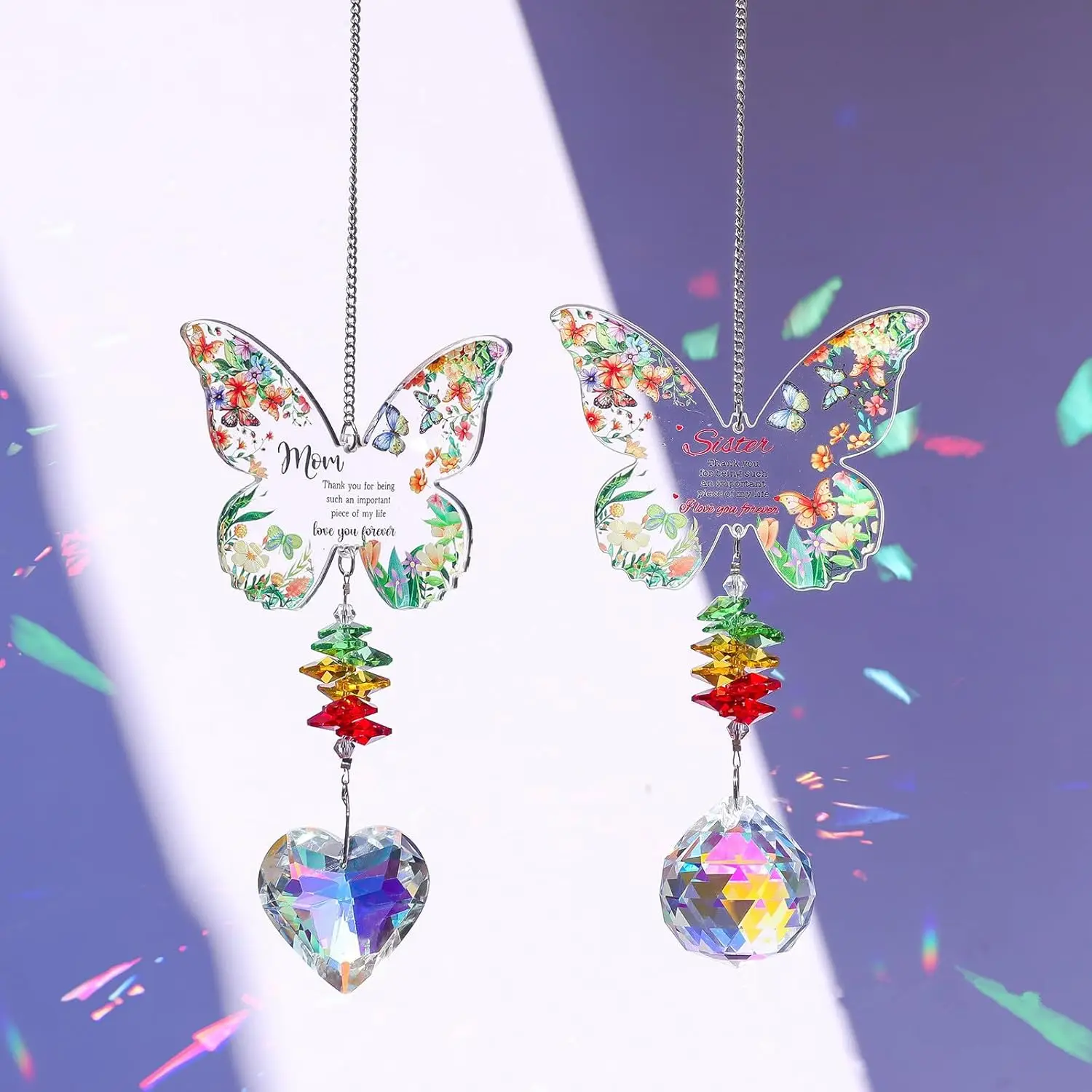 Mom Sister Birthday Gift, Gifts for Sisters Crystal Suncatcher, Mother's Day Birthday Christmas Gift Butterfly Sun Catchers