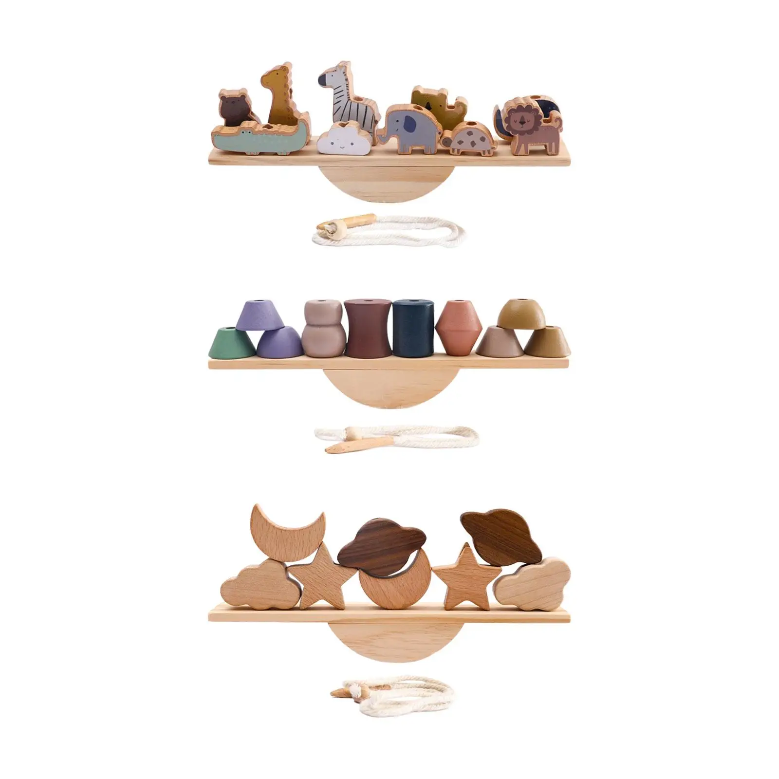 

Wooden Balancing Blocks Toys Montessori Sensory Toys Portable Balancing Blocks Games for Preschool Toddlers Children Boys Kids