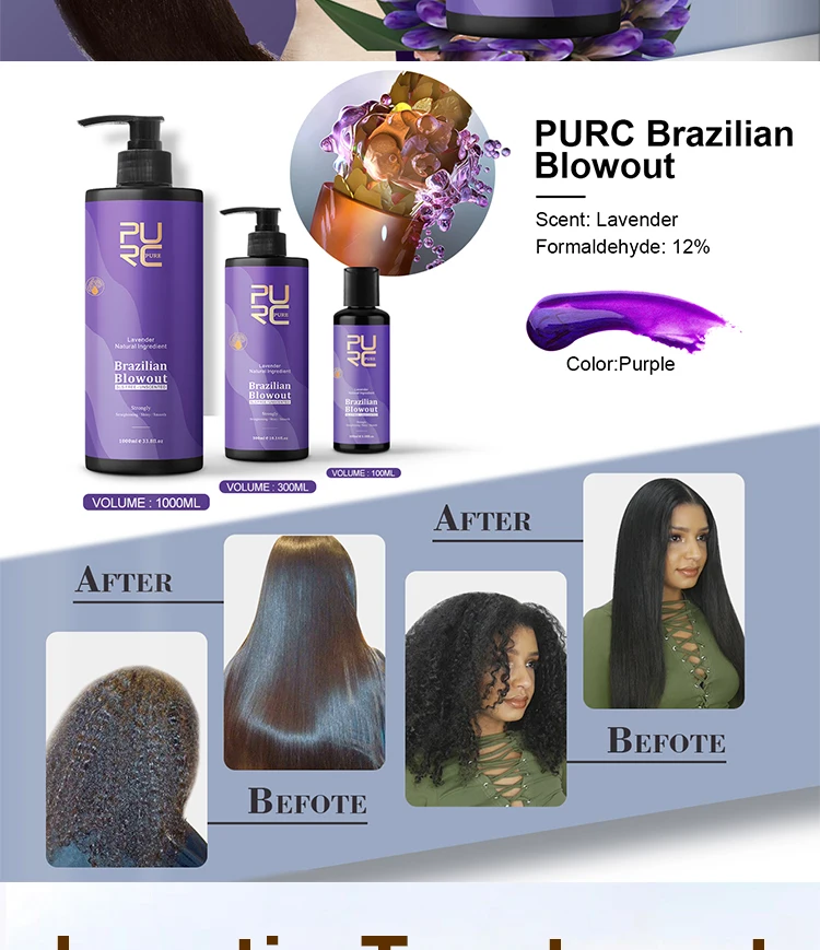 Description Picture 3 of itemPURC Brazilian Keratin Hair Treatment Straightener Hair Straightening Cream Smoothing For Curly Hair With Natural Keratin Salon
