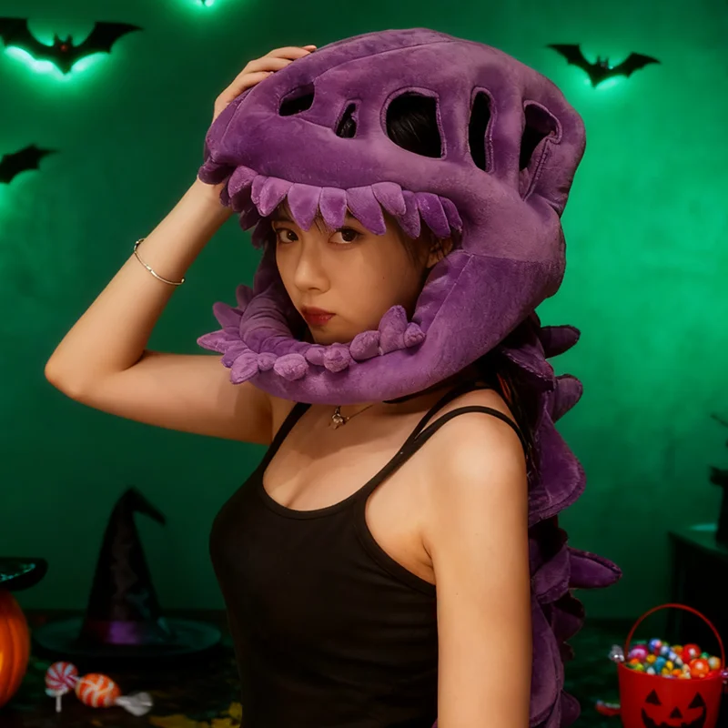 현실적인 공룡 해골 의상 세트 재미있는 헤드기어 코스프레 드레스업 의류 플러시 장난감 창의적인 선물