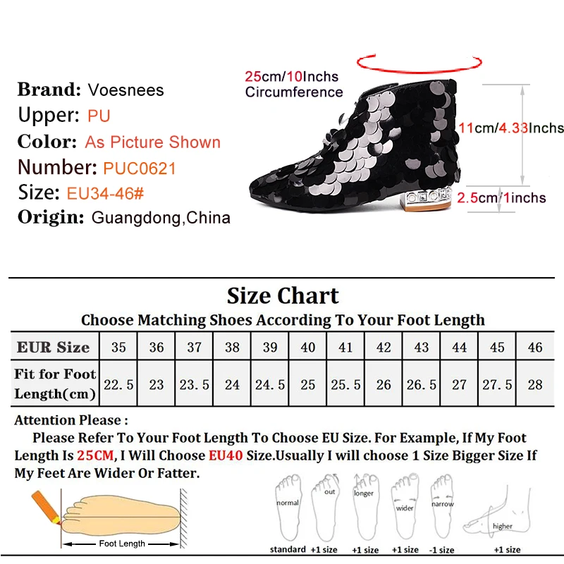 Womens Low Heel Ankle Boots Stage Show Bling Shiny Sequins High Heels Trend Glitter Party Shoes Ladies Pointed Toe Short Boots