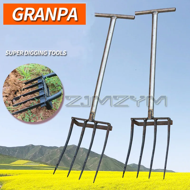 Garden Soil Turners Ground Plowing Fork Steel Fork Manual Soil Plowing Shovel  Flowers Vegetables Soil Turners For Household Use 4