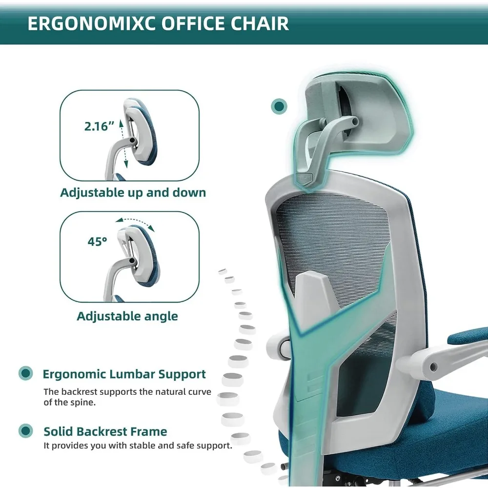 Office Computer Desk Chair, Gaming Chairs for Adults, High-Back Mesh Rolling Swivel Reclining Chairs with Wheels 5