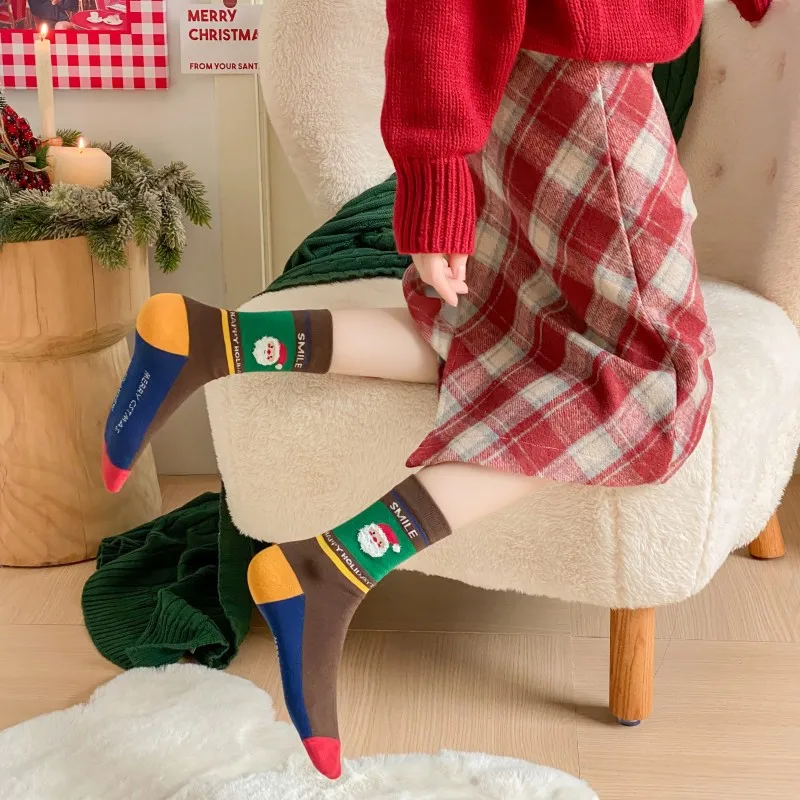 Giggling Getup 6 Packs Winter Christmas Socks For Women Men, Warm Soft Novelty Crew Socks For Women Christmas Holiday, Birthday Gift For Women For Xmas ( Christmas Elements