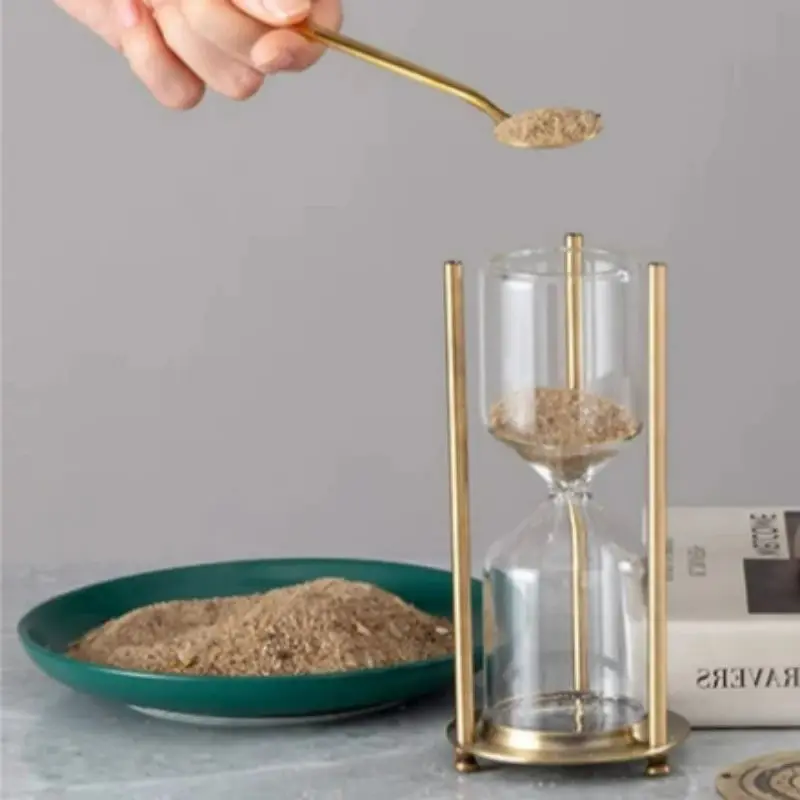 Description Picture 5 of itemEmpty Hourglass Bottle Container 1917 Crown Three Column Sand Glass Metal Sandglass Office Desk Clock Timer Home Decoration Gift