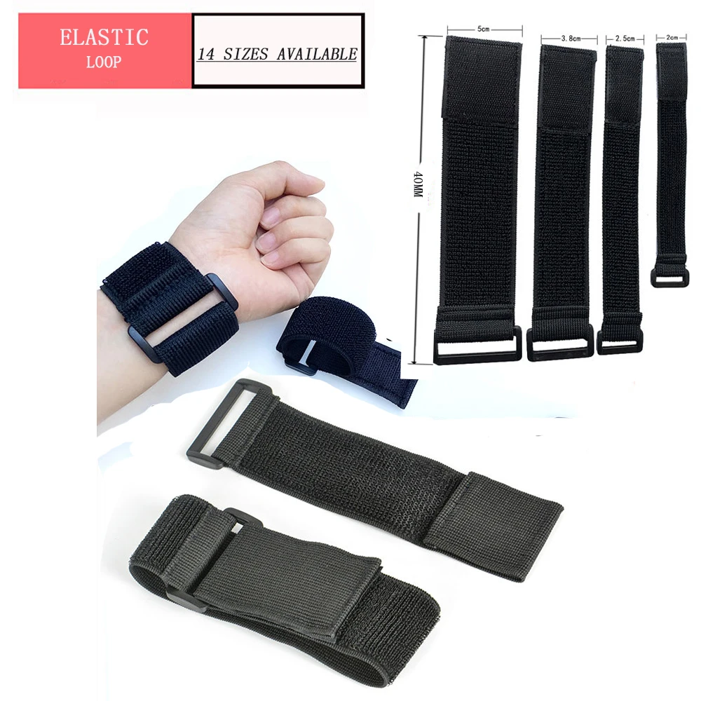 2 Pieces) Nylon Elastic Velcro Buckle Strap Organiser Self-adhesive  Reusable Band Bicycle Fixie Adjustable Straps