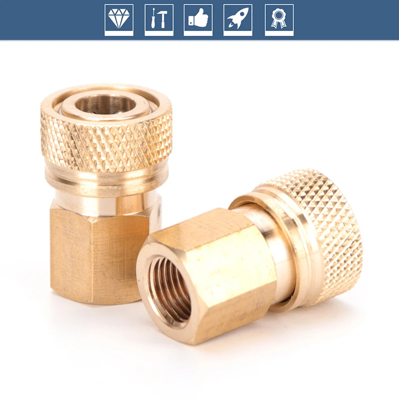 Air Filling Adapter Pneumatic Quick Coupling M10x1 Thread Female Quick Release Disconnect 8mm Air Refilling Coupler Sockets Copper Fittings 40mpa 2pcs/set