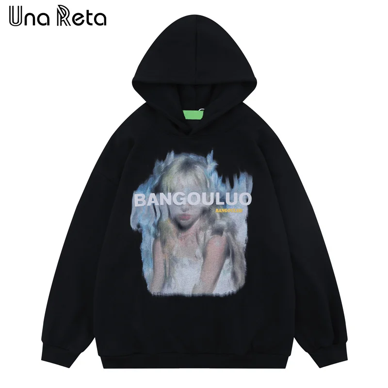 

Una Reta Loose Men Hooded Autumn Winter New Harajuku Pullover Tops Sweatshirts Hip Hop Graffiti Print For Girls Couple Hoodies