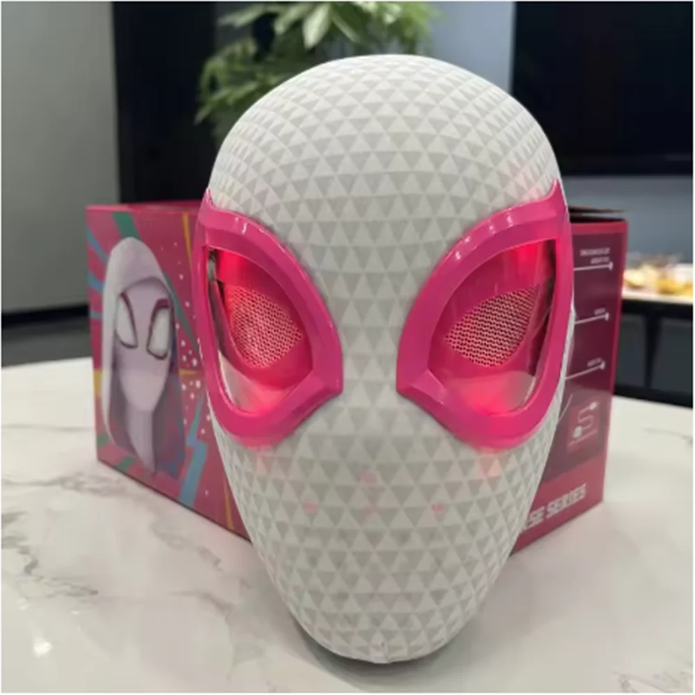 Halloween Mask Superhero Mask Remote Control Spider Mask Moving Eyes Super Hero Helmet Halloween Cosplay Mask with LED Light