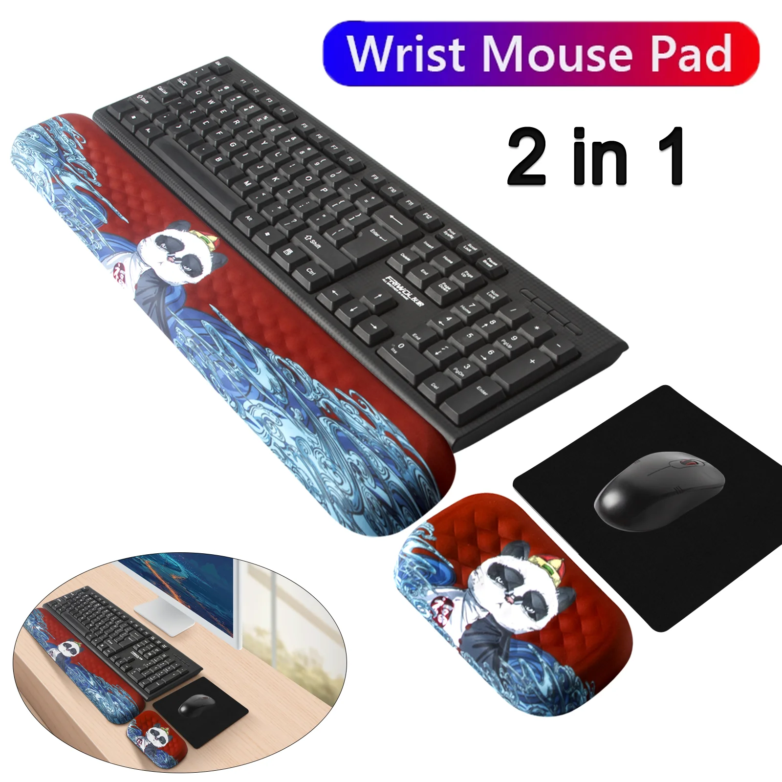 New Keyboard Wrist Rest Mouse Pad Memory Foam Keyboard Desk Mat Non