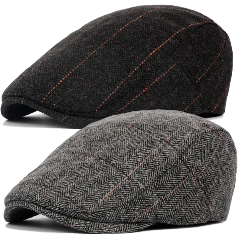 Classic Plaid Stripe Cap for Men Women Winter Cotton Flat Ivy Vintage Gatsbay Hat Irish Outdoor Cabbie Beret Painter Hat beret hat,newsboy cap,newsboy hat
