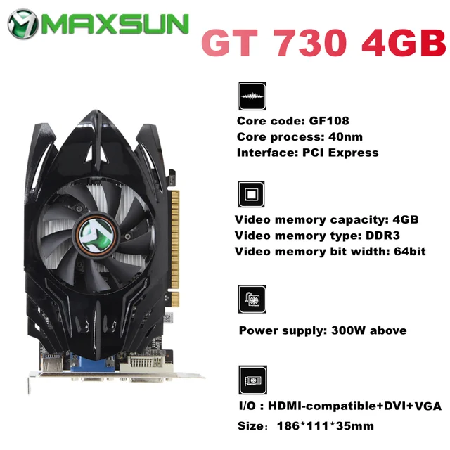  Видеокарта MAXSUN GTX1650 GTX1050Ti GT1030 GT730 4 ГБ DDR5 DDR4 GPU 128 бит, игровая видеокарта для ПК, Новинка