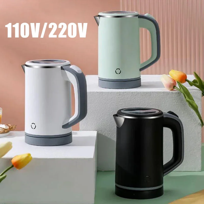 

110V/220V Electric Kettle Tea Pot Fast Heating Water Boiler Kettle Stainless Steel Liner Tea Maker Anti-overheat 0.8L