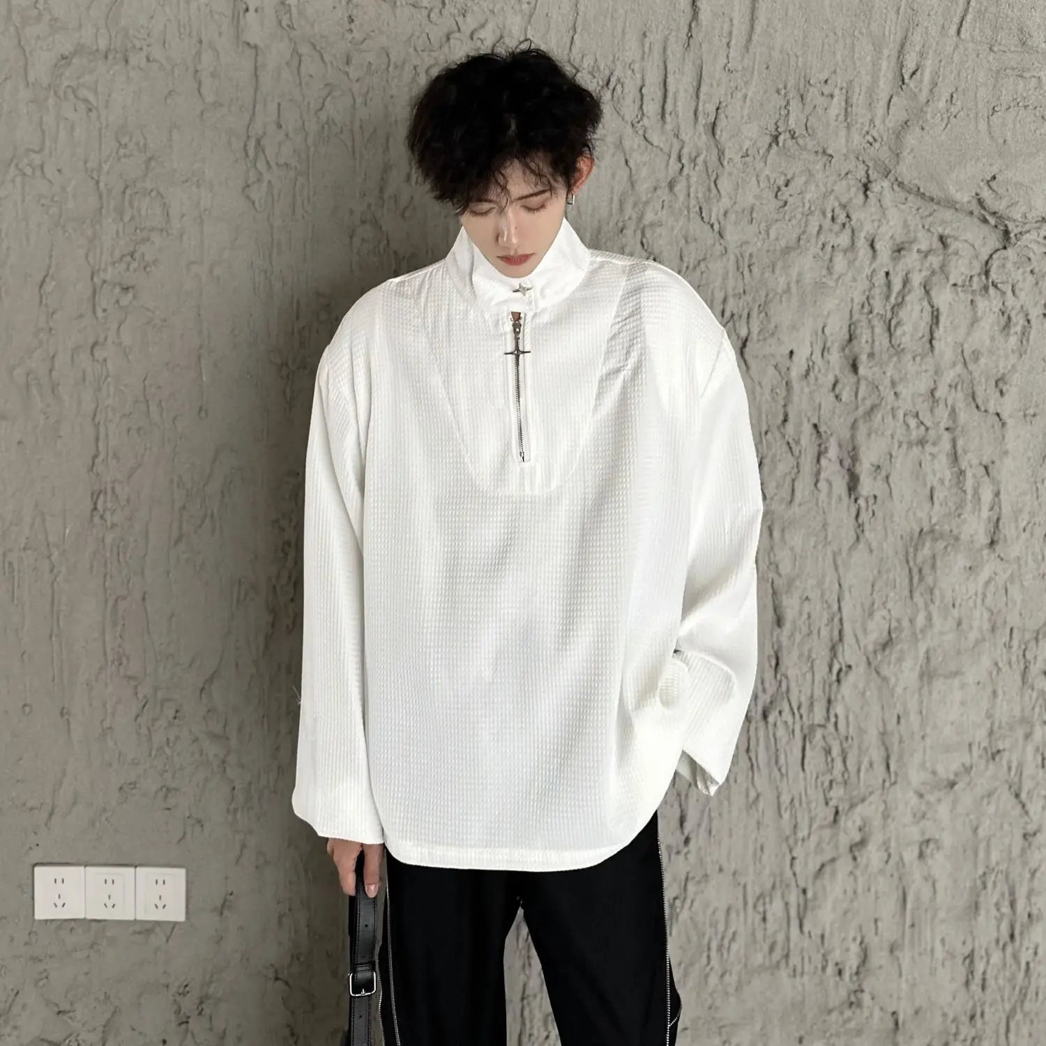 Sweatshirt Womne Men Fashion Casual Pullover Personality Stand Collar Hoodie Autumn Thin Long Sleeve Solid Color Top