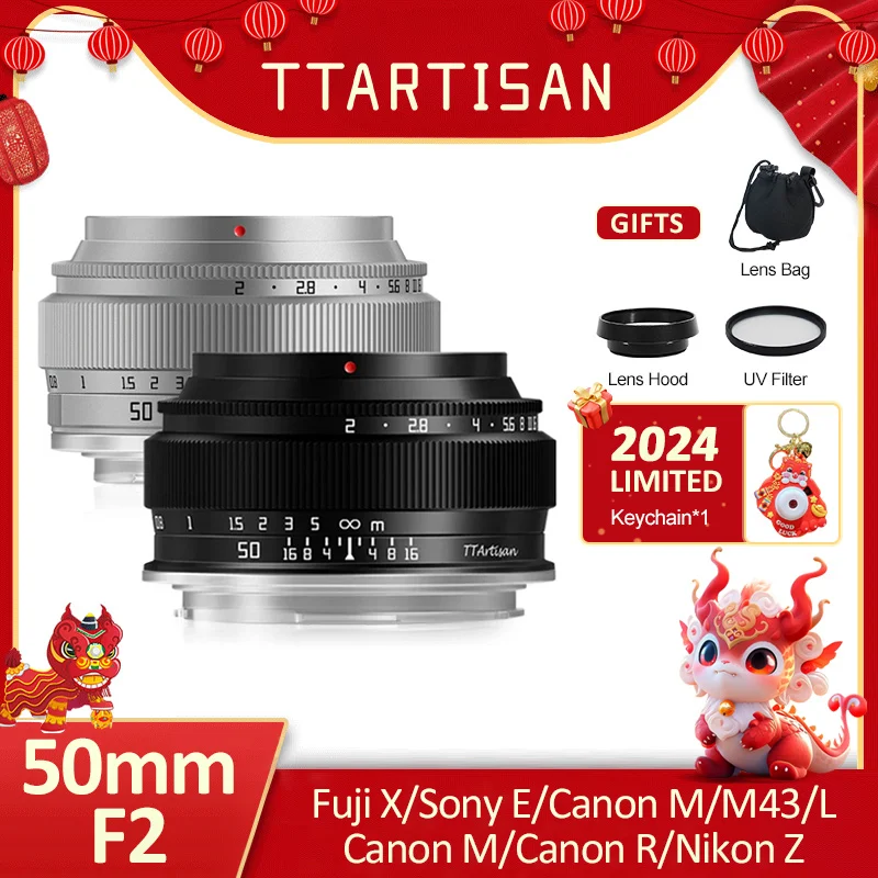 Ttartisan 50Mm F2 Full Frame Standard Prime Lens Per Fujifilm Xf Canon M Sony E Leica L Nikon Z Canon Rf M43 Mount Obiettivo Della Fotocamera