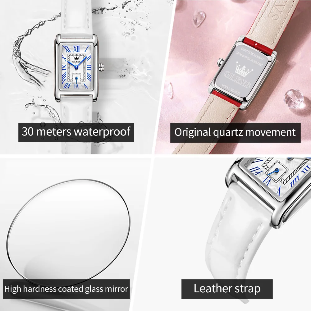 Women's Watch Bracelet Necklace 3 Piece Set Elegant Design Rectangular Dial Quartz Movement Waterproof Fashion Business Watch