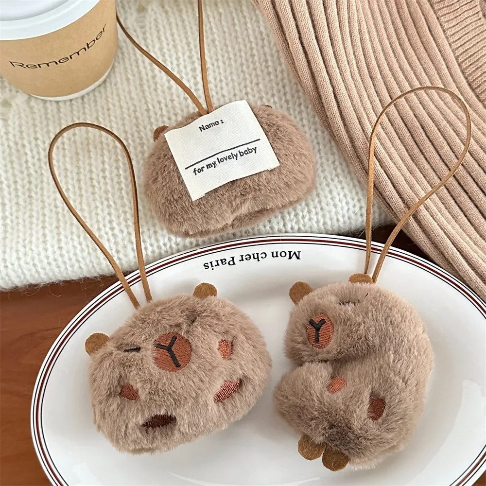 Cute Plush Capybara Keychain Cartoon Bag Pendant Capybara Doll Brooch Fluffty Animal Doll Key Ring Pendant Men Women Image 7