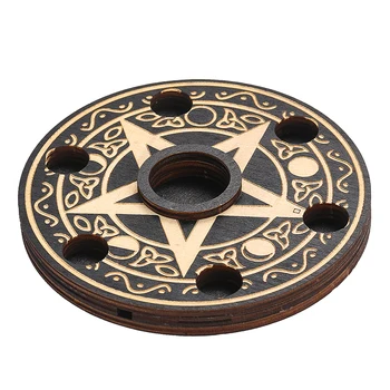 Wooden Pentacle Energy Stand – Crystal Ball & Candle Holder for Ritual 1