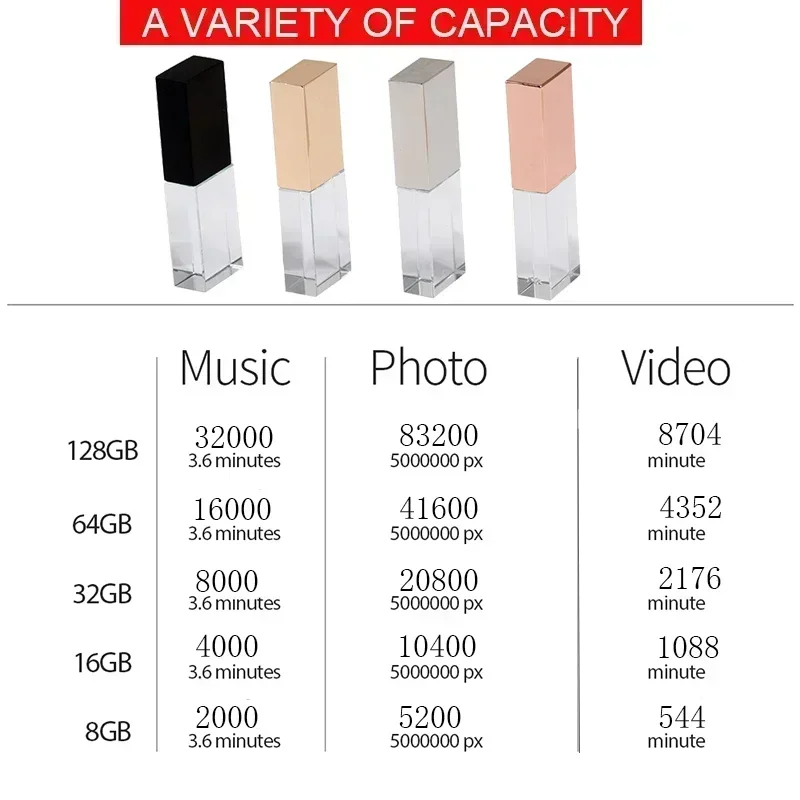 Jaster-crystal Usb 3.0 Flash Drives Pen Drive de Alta Velocidade Logotipo Livre Memory Stick Presente Criativo u Disk 32gb 64gb 128gb 10 Pcs Lot - Imagem 4