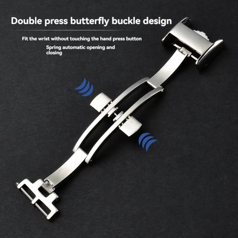 Rose Gold Double Press Butterfly Clasp Watch Strap Buckle Accessory