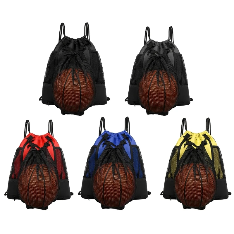 

Foldable Soccer Shoulder Bag Drawstring Gym Bag Sackpack, Portable Side Mesh Bag Sports Zipper Bag Basketball Backpack Dropship