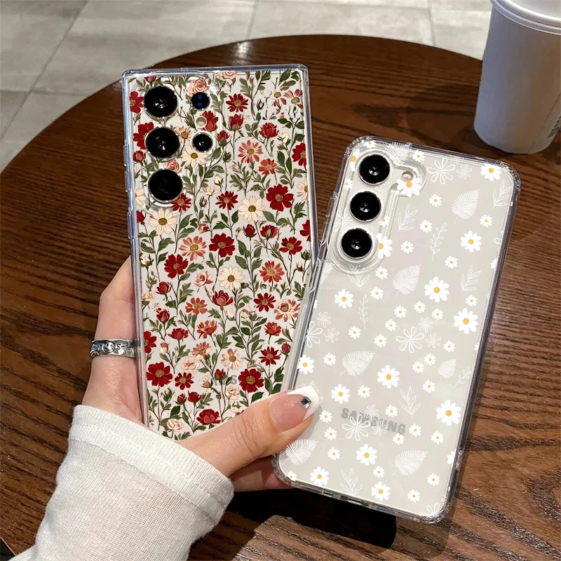 Chic Daisy Blue Flower Clear Phone Case