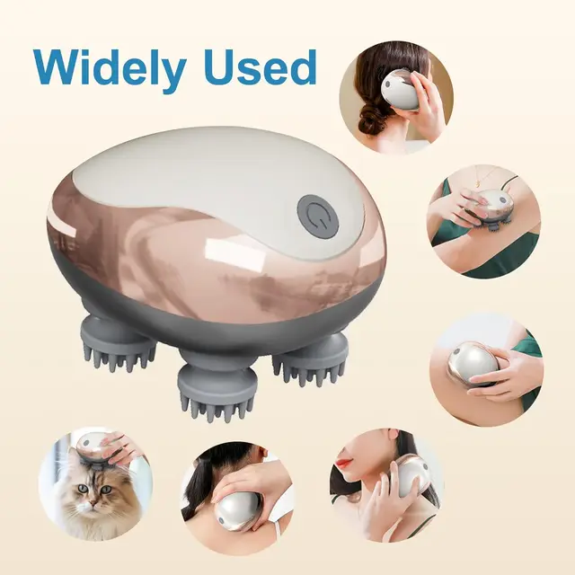 Massaggiatore elettrico per cuoio capelluto Massaggiatore portatile portatile per cuoio capelluto Grattaschesta per massaggio completo del corpo Pulito profondo e relax stress. 4