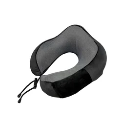 Portable Memory Foam U - Shaped Travel Neck Pillow - Adjustable Soft Support for Enhanced Comfort (Black)